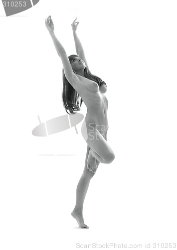 Image of monochrome dancing naked girl