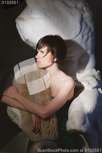 Image of Portrait of beautiful woman with brown hair.
