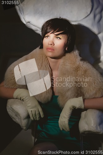 Image of Portrait of beautiful woman with brown hair.