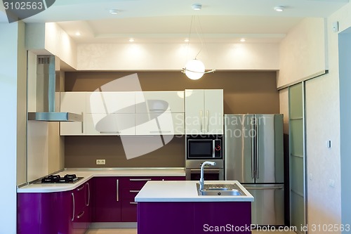 Image of Interior shot of big modern kitchen