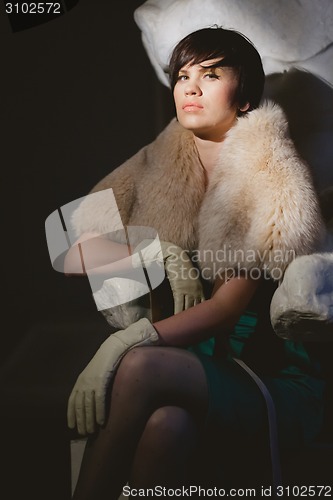 Image of Portrait of beautiful woman with brown hair.