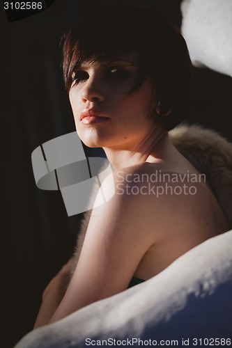 Image of Portrait of beautiful woman with brown hair.