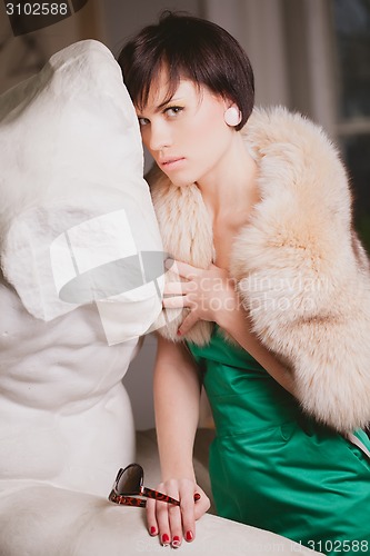 Image of Portrait of beautiful woman with brown hair.