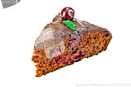 Image of Cake chocolate with cherries and mint