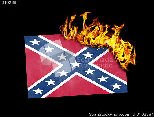 Image of Flag burning - Confederate flag