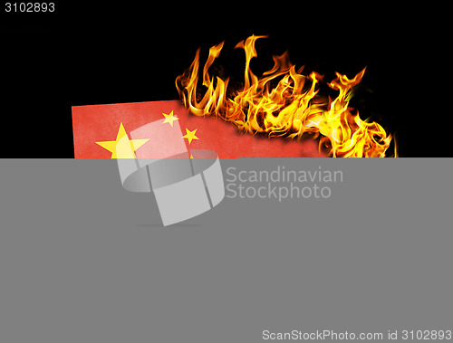 Image of Flag burning - China