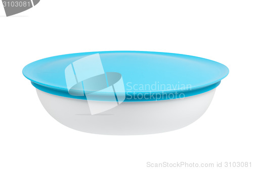 Image of Plastic container for liquid food isolated on white
