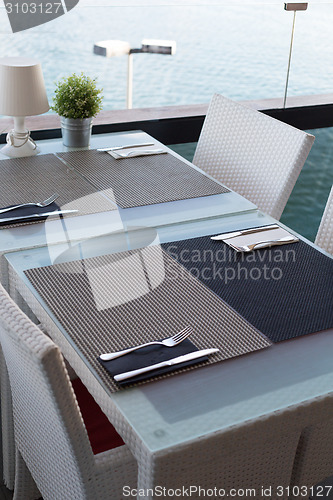 Image of table setting sea view