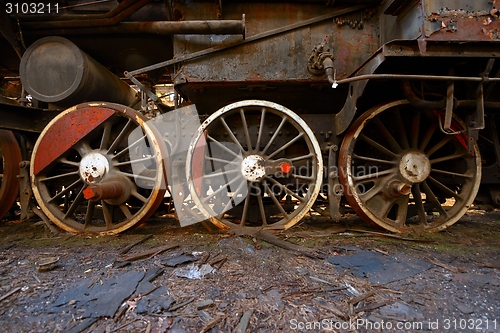 Image of Wheels of an old train