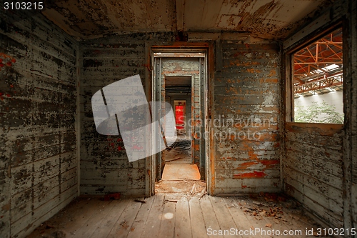 Image of Messy vehicle interior of a train carriage