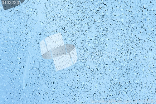 Image of Natural water drops on glass