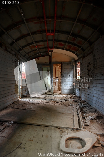 Image of Messy vehicle interior of a train carriage