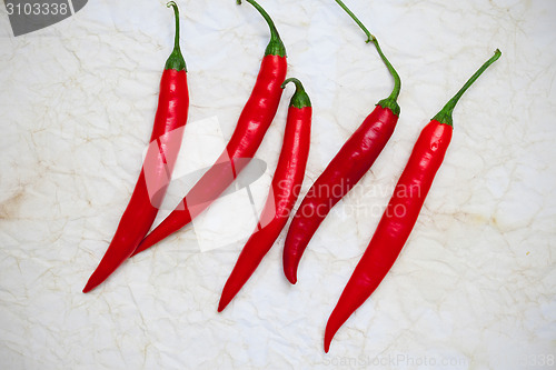 Image of red hot chili pepper on a old paper surface