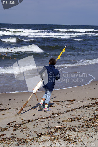 Image of Girl with yellow flag