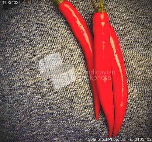 Image of chili pepper on jeans
