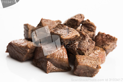 Image of beef stew on white background 