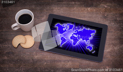 Image of World map on a tablet