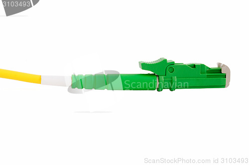 Image of green fiber optic E2000 connector