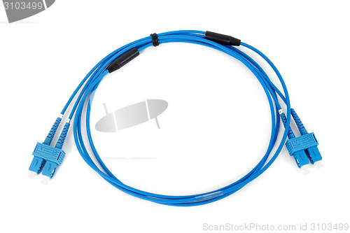 Image of blue fiber optic duplex SC connector patchcord