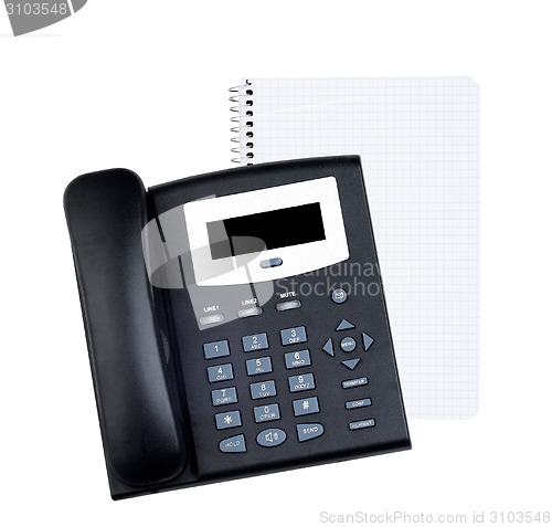 Image of Blank white paper  with telephone