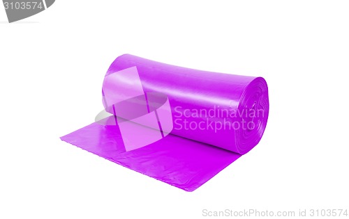 Image of roll of pink garbage bags