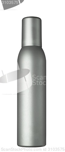 Image of Render of a metallic spray bottle over white