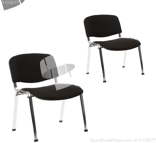 Image of black office chairs isolated on white