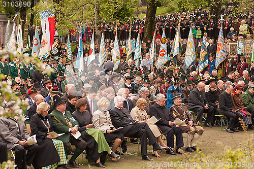 Image of Miesbach / Germany / Bavaria - 05.May: Federal politicians during Patronatstag the Mountain protect company