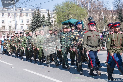Image of Group of cossacks march on parade