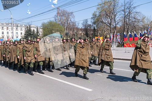 Image of Group of military force soldiers on parade