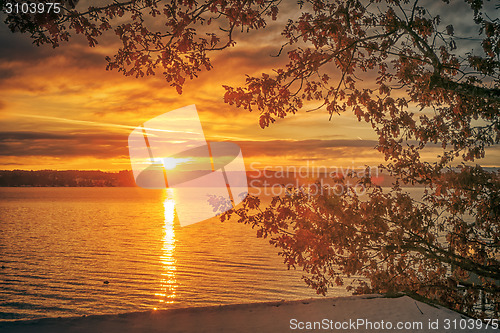 Image of sunrise Starnberg lake