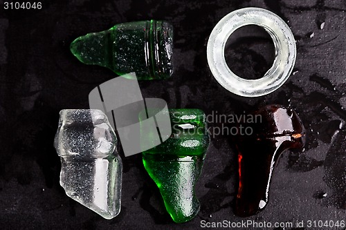 Image of old sea glass bottlenecks