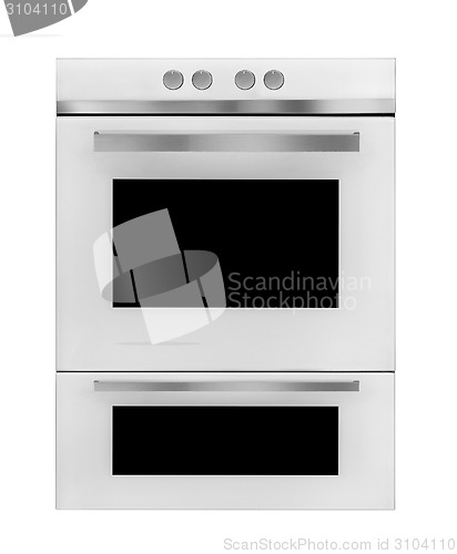 Image of Modern gas cooker on white background