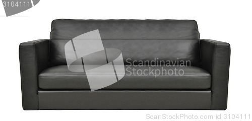 Image of modern black leather sofa isolated