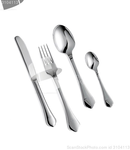 Image of Fork spoon and knife isolated