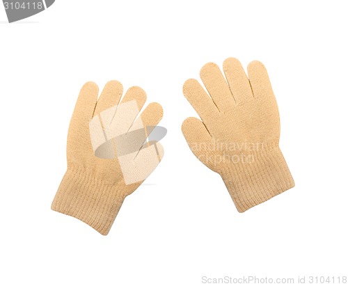 Image of knitted woolen baby gloves
