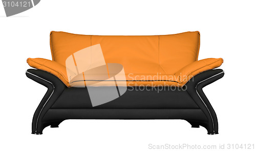 Image of modern black and red leather sofa isolated on white background