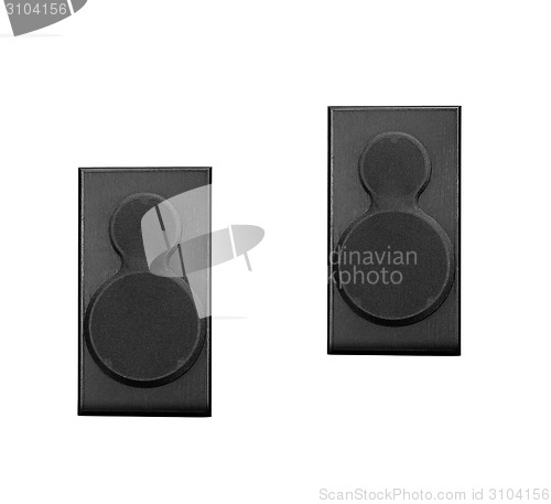 Image of Pair of black loud speakers