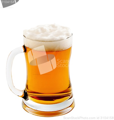 Image of Mug with beer on white background