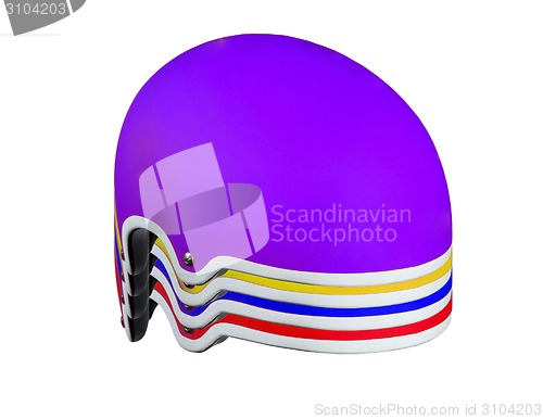 Image of Colored helmets on a white background