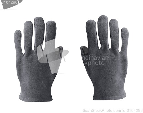 Image of gray polar gloves isolated