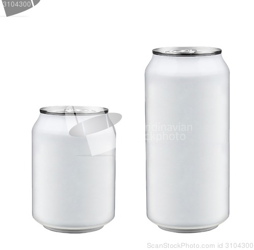 Image of isolated two aluminum soda cans