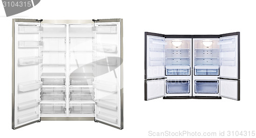 Image of refrigerator with open door isolated