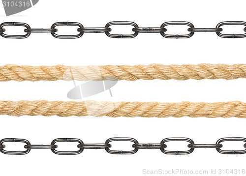 Image of Chains with rope on white