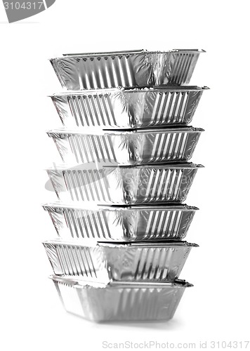 Image of Stack Of Foil Take Away Containers