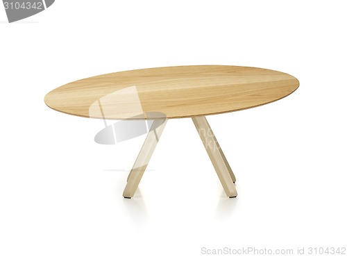 Image of wooden round table isolated on white