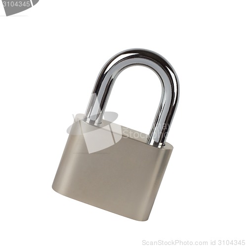 Image of Metal padlock on white background