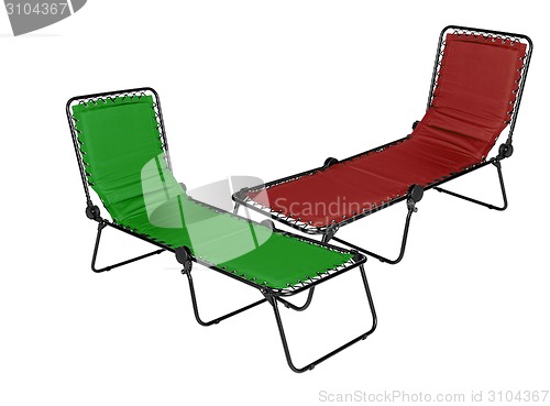 Image of red and green lounger isolated on white