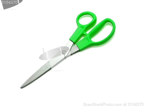 Image of Green scissors isolated on a white background