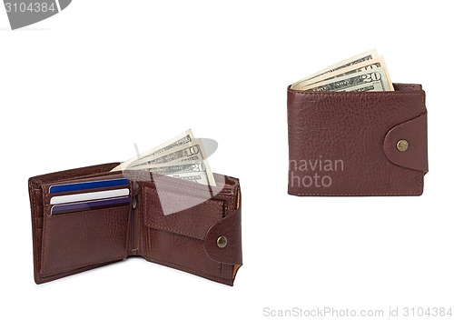 Image of brown leather wallets with money